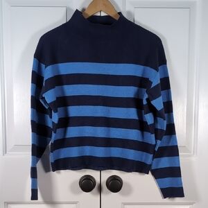 Y2K Aesthetic Maeve Anthropologie Carys Mock Neck Striped Sweater Grunge Indie